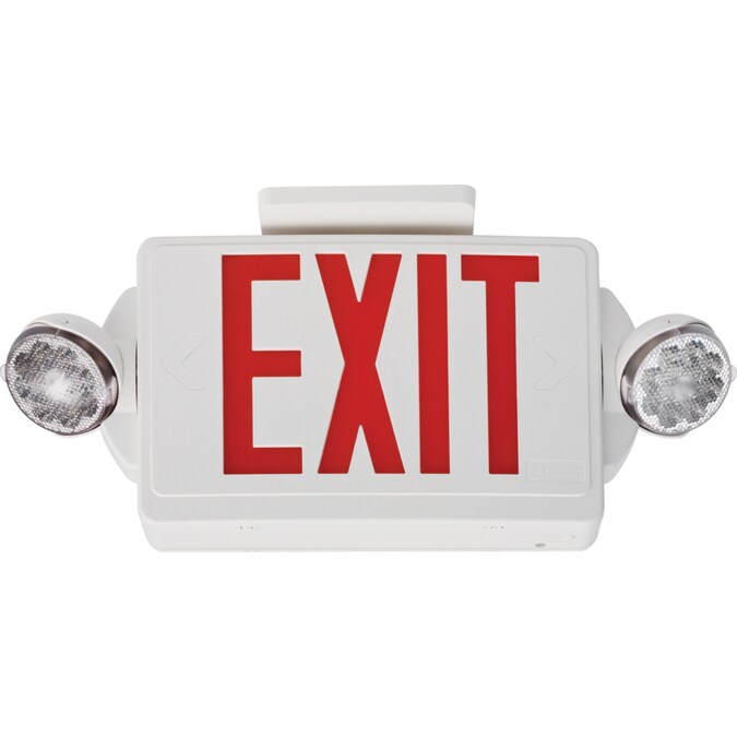 Lithonia Lighting Quantum 4.3-Watt 120/277-Volt LED White Hardwired Exit Light with Red Lights