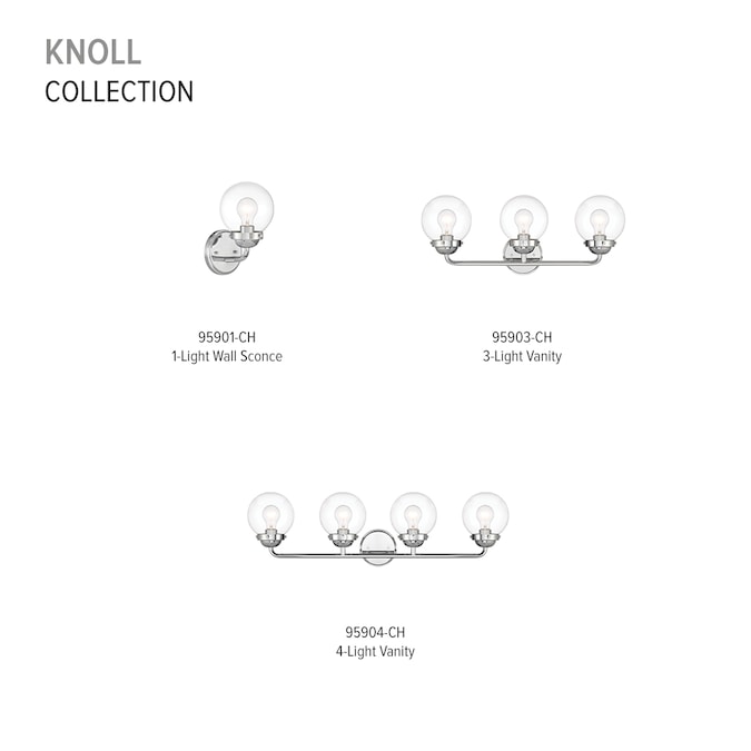 Designers Fountain Knoll 33-in 4-Light Gloss Chrome Modern/Contemporary Vanity Light Bar - Image 4