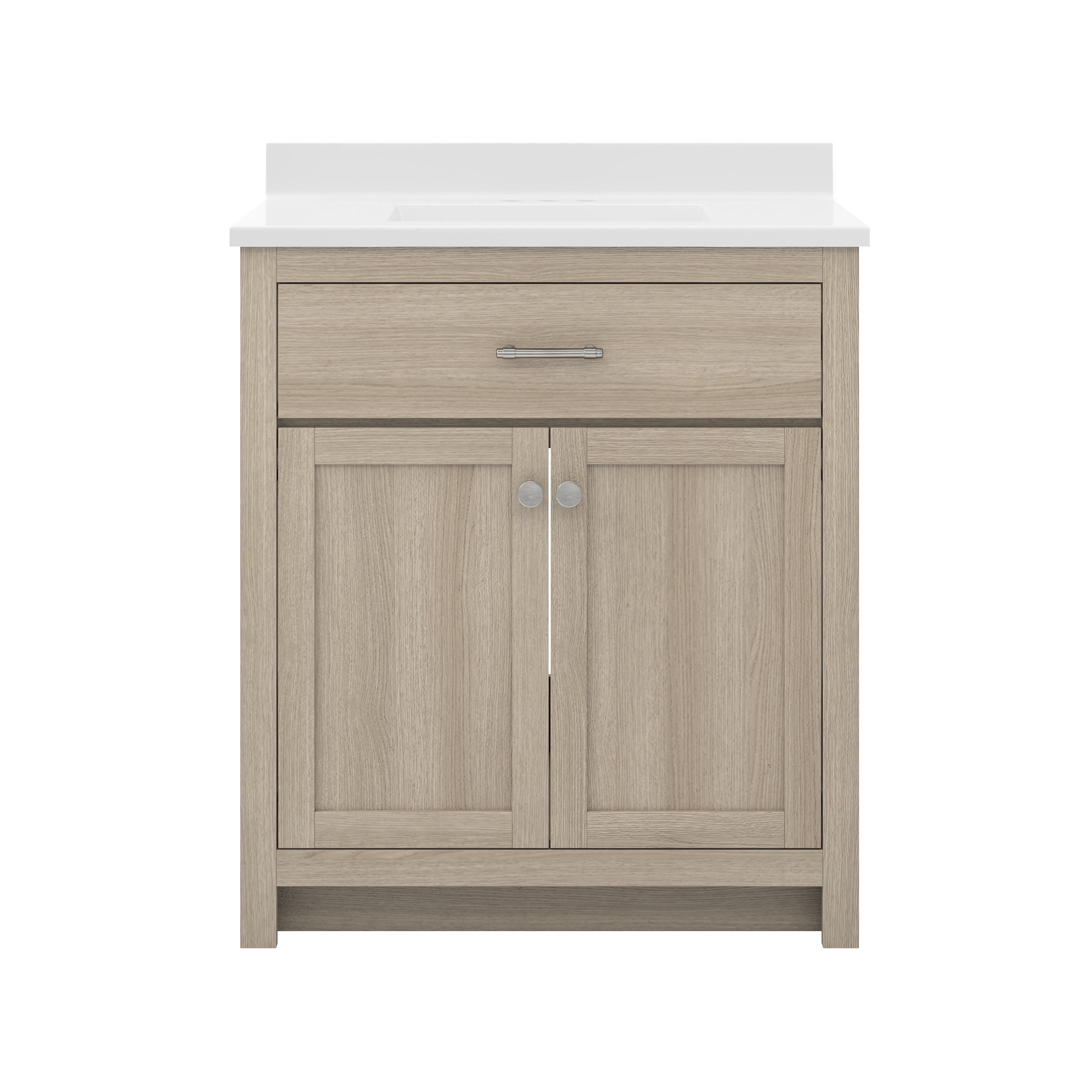 Reese 31-in Light Oak Single Sink Bathroom Vanity with White Cultured Marble Top