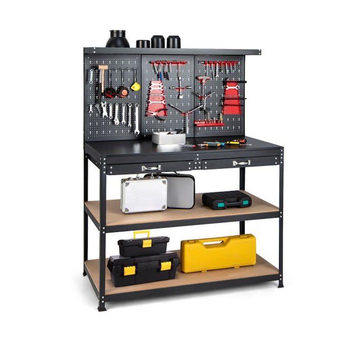BABOOM 47.5-in L x 36-in H 2-Drawers Black Mdf Work Bench