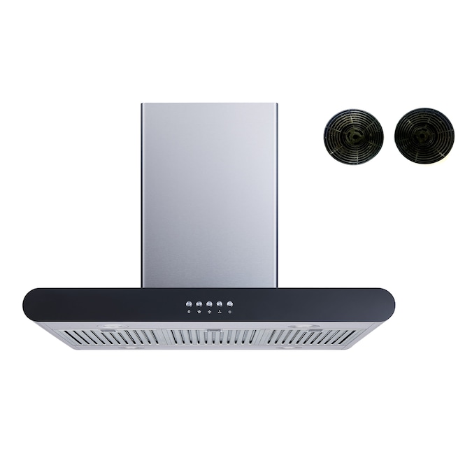 Winflo 30-in 300-CFM Convertible Stainless Steel Island Range Hood with Charcoal Filter