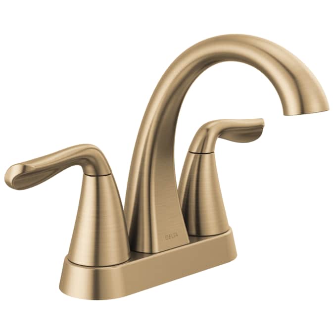 Delta Arvo Champagne Bronze 4-in centerset 2-Handle WaterSense Bathroom Sink Faucet with Drain