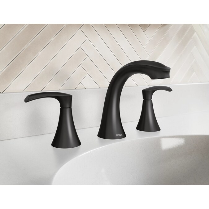 Moen Graeden Matte Black Widespread 2-Handle WaterSense Bathroom Sink Faucet with Drain