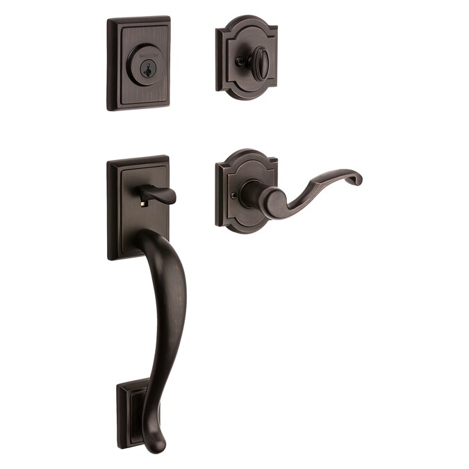 Baldwin Prestige Series Pistoria Venetian Bronze Single-Cylinder Deadbolt Keyed Entry Door Handleset with Madrina Lever and Smartkey