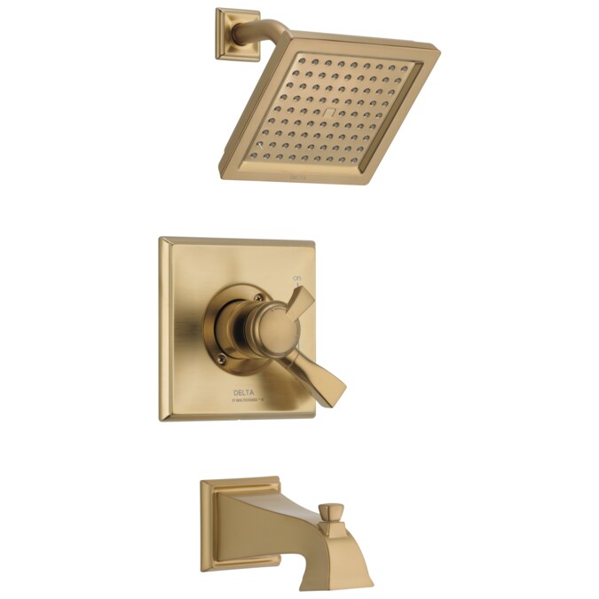 Delta Dryden Champagne Bronze 2-handle Single Function Square Bathtub and Shower Faucet