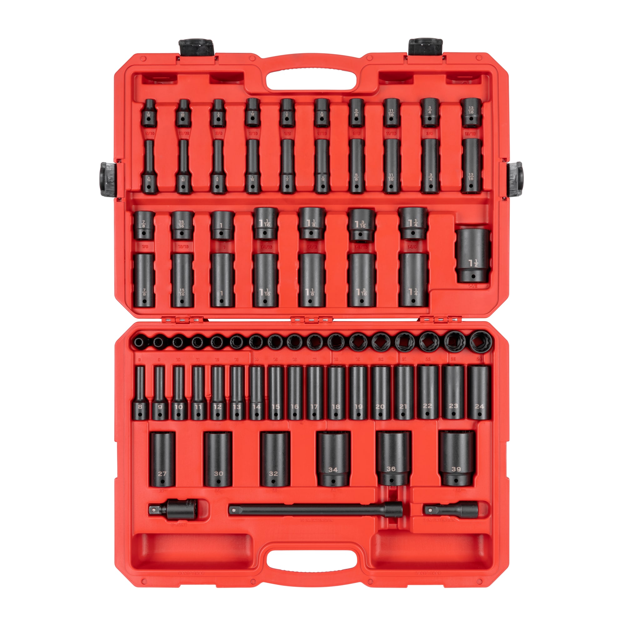 78 -Piece Standard (SAE) and Metric 1/2-in Drive Set 12-point Impact Socket Set