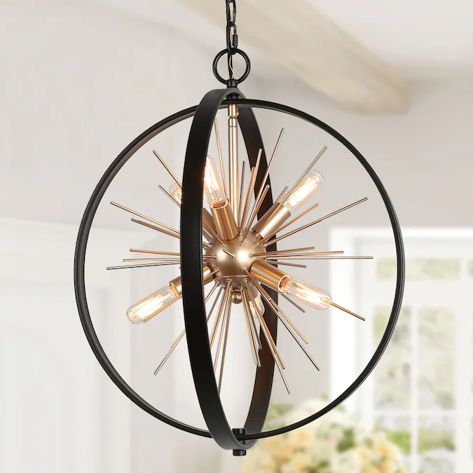 Uolfin 6-Light Matte Black Modern/Contemporary LED Dry rated Chandelier