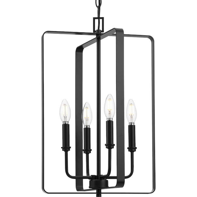 Progress Lighting McColl 4-Light Matte Black Transitional Dry rated Chandelier