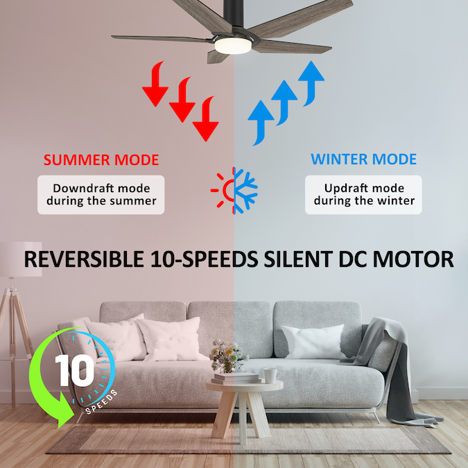 CARRO USA Voyager 52-in Black with Wooden Blades Indoor/Outdoor Flush Mount Smart Ceiling Fan with Light and Remote (5-Blade) - Image 5