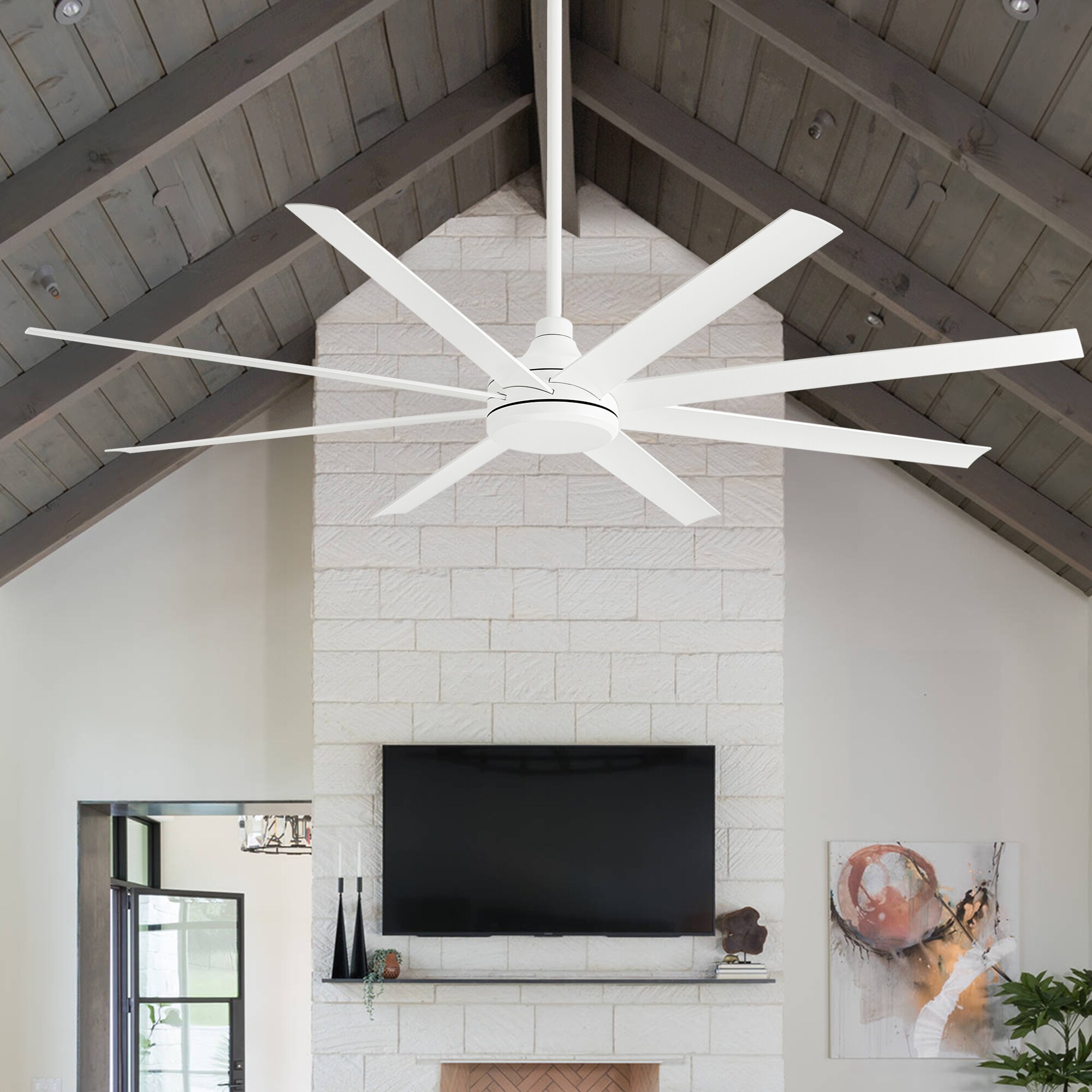 72-in White with ABS Blades Ceiling Fan Without Light - Remote Included ( 8 -Blade )
