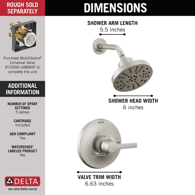 Delta Galeon Lumicoat Stainless 1-handle Multi-function Round Shower Faucet - Image 3