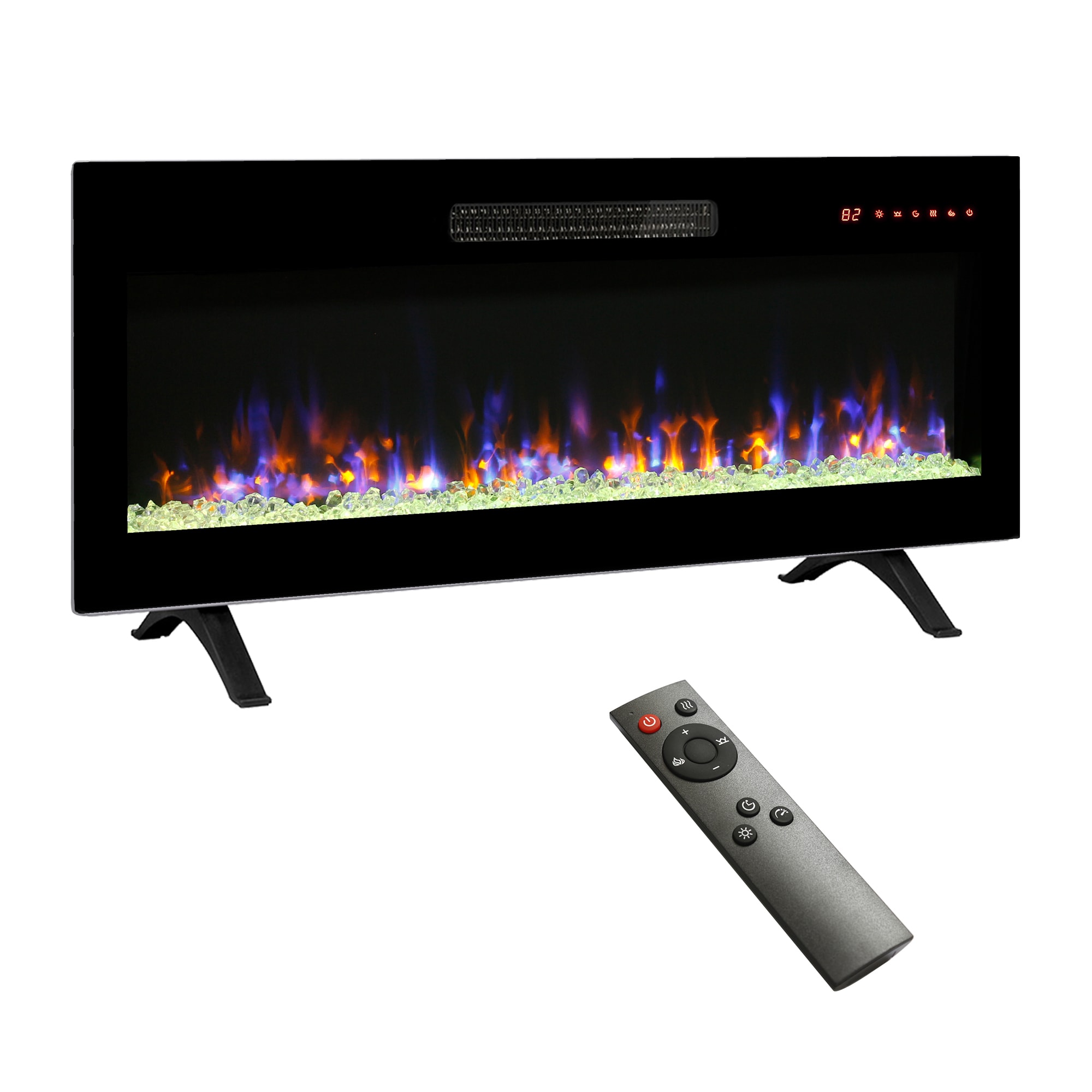 42-Inches W Black Free standing LED Tabletop Electric Fireplace with Remote Control Included