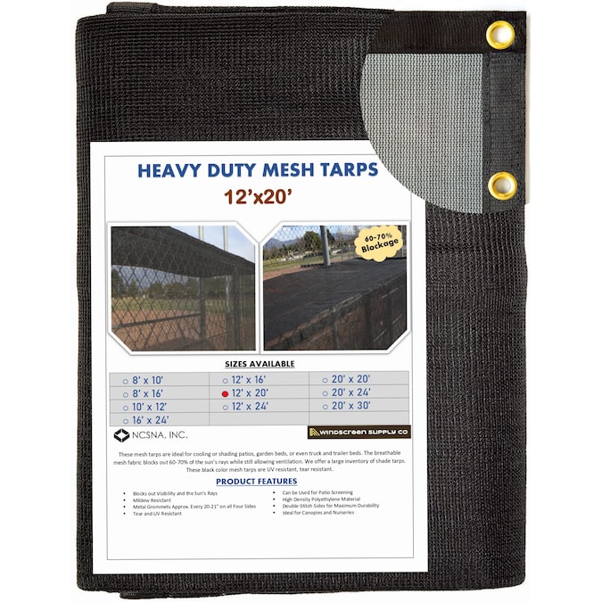 NCSNA Outdoor mesh tarps 12-ft x 20-ft Black Color Polyethylene Shade Fabric