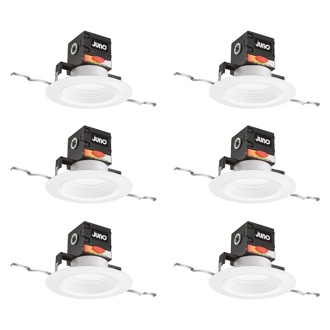 Juno Matte White 6-in 1100-Lumen Switchable Round Dimmable LED Canless Shower Recessed Downlight (6-Pack)