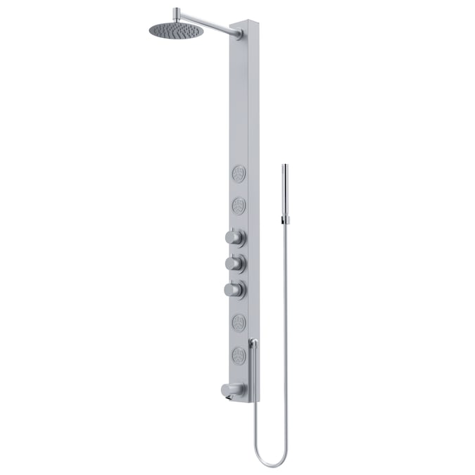 VIGO Bowery Stainless Steel 8-in Waterfall Shower Panel System with 3-way Diverter (Thermostatic Valve Included)