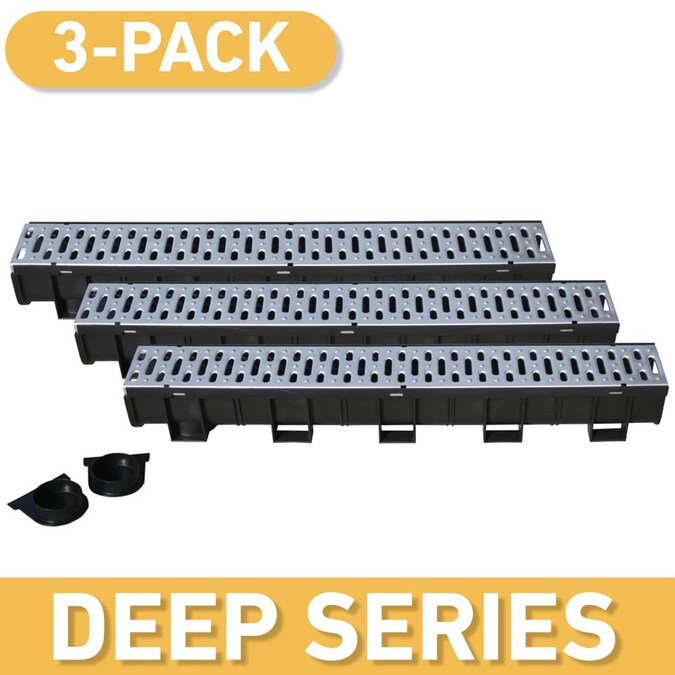 U.S. Trench Drain 40-in L x 5-1/4-in W Deep Series Channel 3-Pack