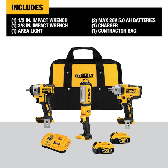 DEWALT XR 3-Tool 20-Volt Max Brushless Power Tool Combo Kit with Soft Case (2-Batteries and charger Included) - Image 2