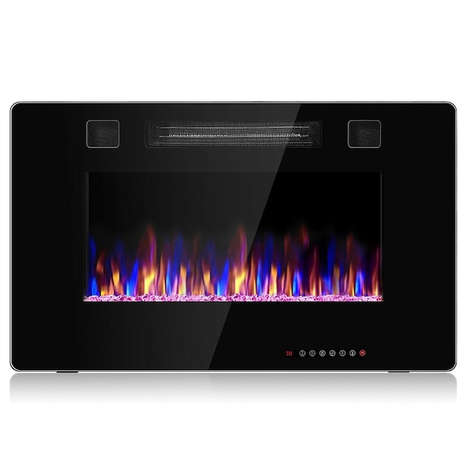 GZMR 24.61-in W Black LED Wall-mount Electric Fireplace with Remote Control Included