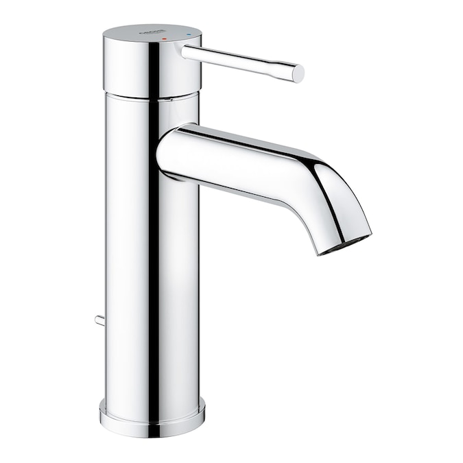 GROHE Essence Starlight Chrome Single Hole 1-Handle WaterSense Bathroom Sink Faucet with Drain