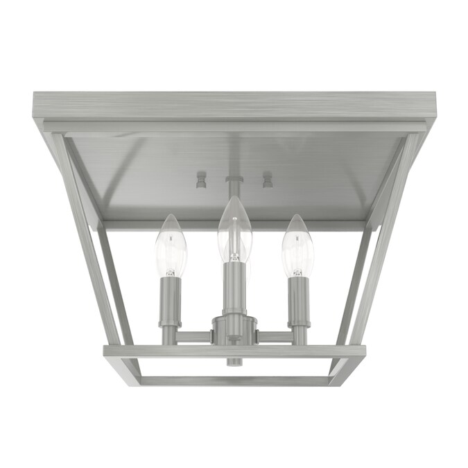 Hunter Laurel Ridge 4-Light 14-in Brushed Nickel Flush Mount Light