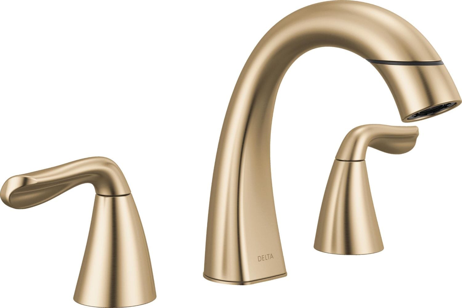 Arvo Champagne Bronze Widespread 2-handle WaterSense Mid-arc Residential Handle Pull-down Bathroom Sink Faucet with Drain