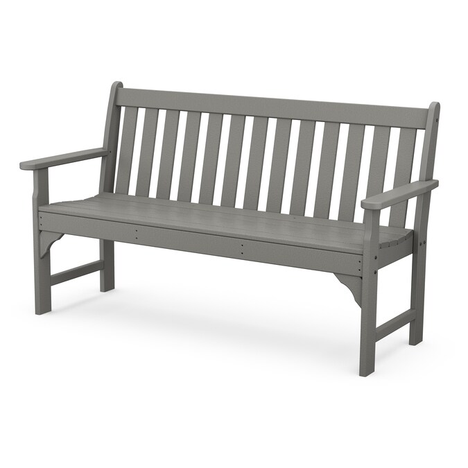 POLYWOOD Vineyard 60.5-in W x 32.25-in H Slate Grey Plastic Garden Bench