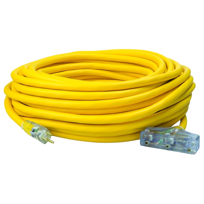 Southwire 100-ft 10/3 3 Prong Yellow Indoor/Outdoor SJEOOW Super Heavy Duty Lighted Extension Cord