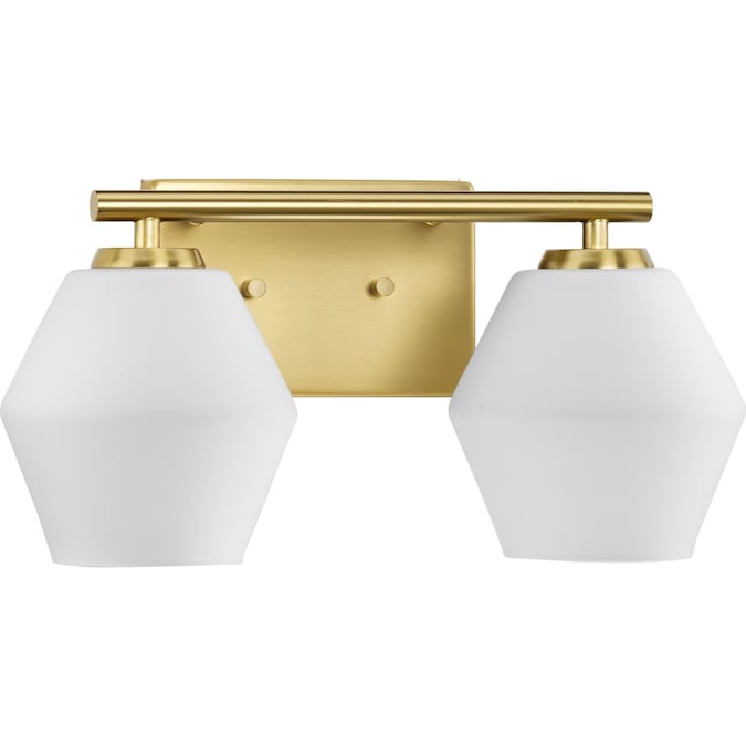 Progress Lighting Copeland 14-in 2-Light Brushed Gold Mid-century Vanity Light