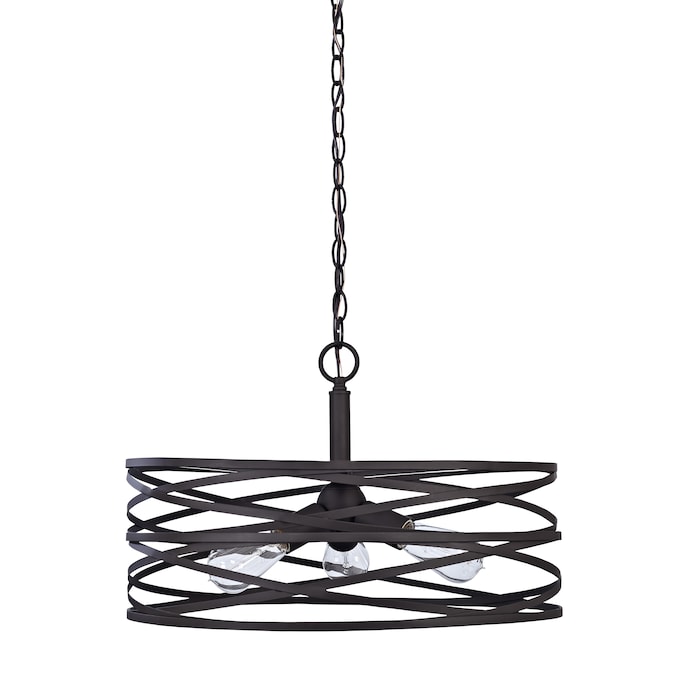 allen + roth Winship 3-Light Bronze Modern/Contemporary Drum Medium Hanging Pendant Light