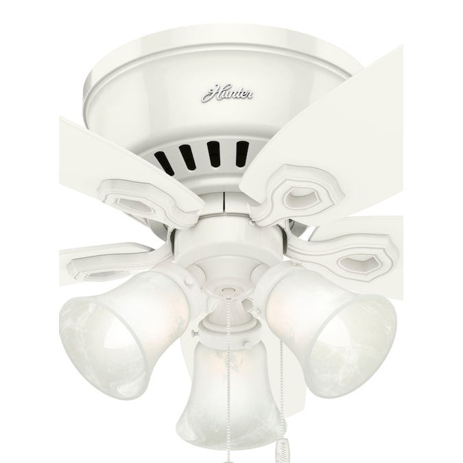 Hunter Builder Low Pro 42-in Snow White with Snow White/Light Oak Blades LED Indoor Flush Mount Ceiling Fan with Light (5-Blade) - Image 12