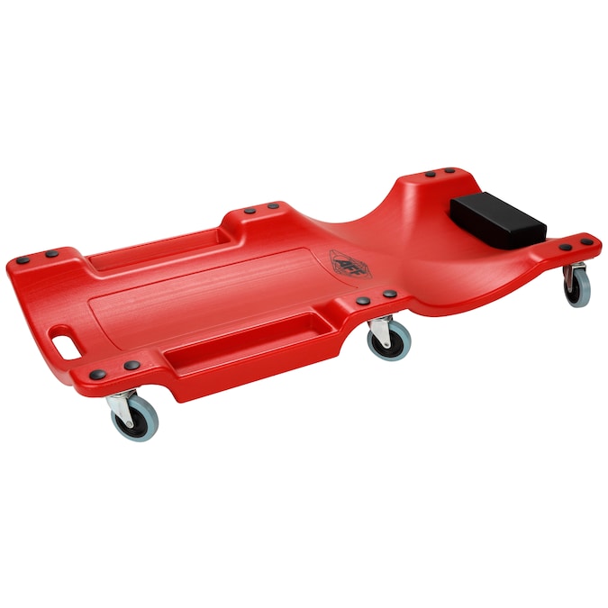 American Forge & Foundry Red Padded Head Rest Creeper with Storage Trays, 42-in x 12.5-in x 4-in, 300 lbs. Weight Capacity