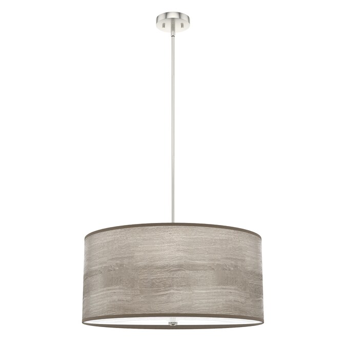 Hunter Solhaven 4-Light Gray Oak Modern/Contemporary Frosted Glass Drum LED Large Hanging Kitchen Island Light
