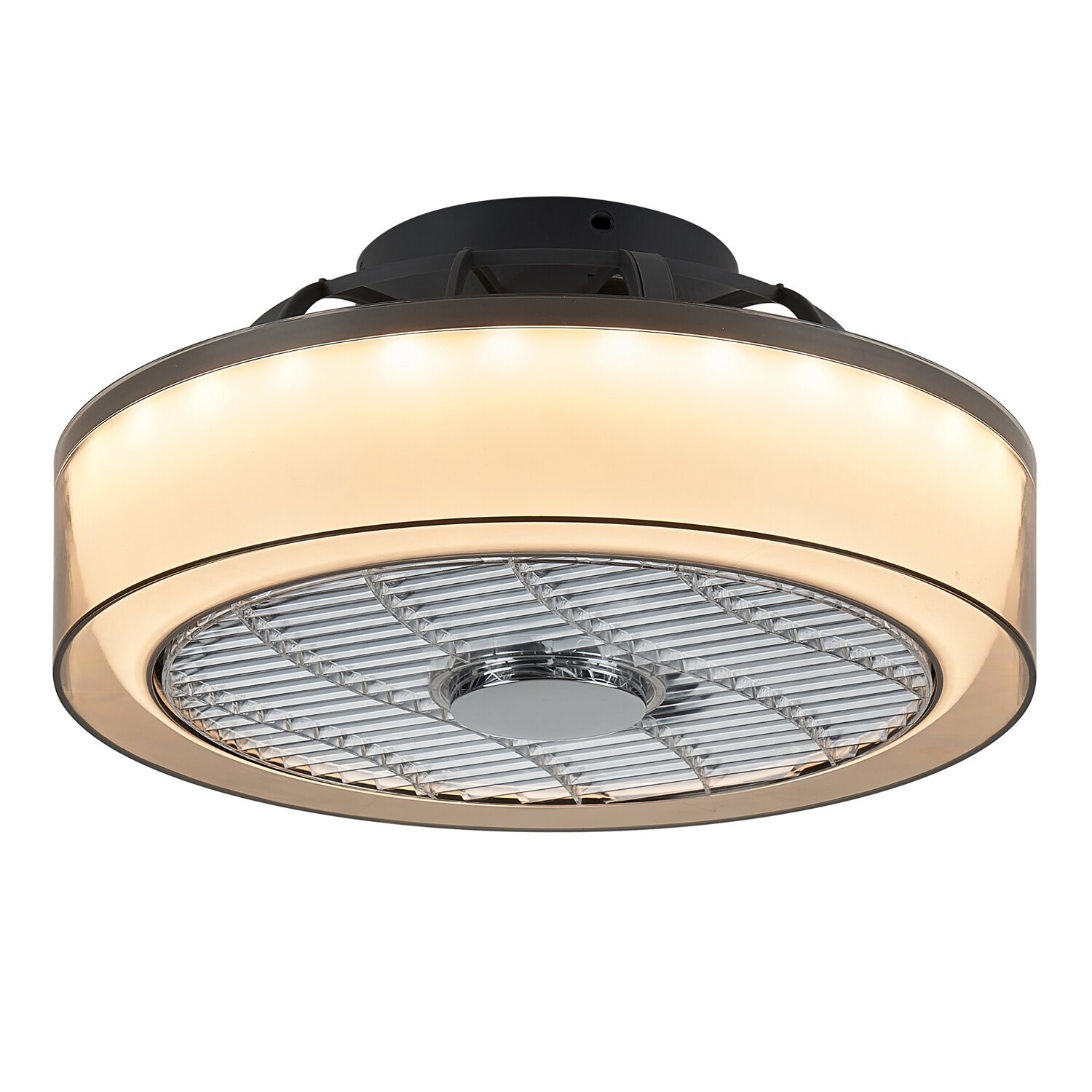 16-in Color-Changing Integrated LED Flush Mount Smart Farmhouse LED Enclosed Smoky Gray with ABS Blades Bladeless Ceiling Fan With Light - Remote Included ( 5 -Blade ) - Image 11