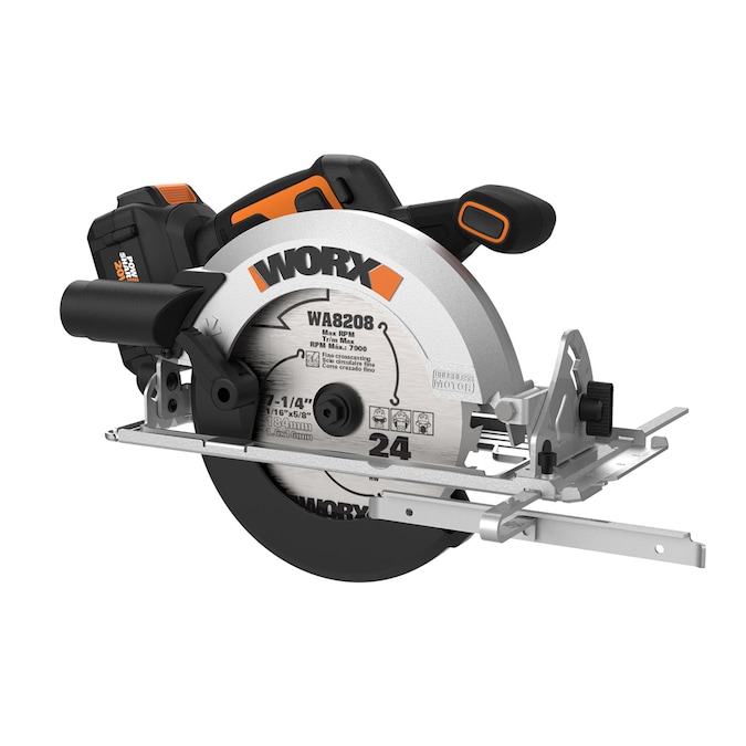 WORX Power Share 20-volt 7-1/4-in Brushless Cordless Circular Saw (1-Battery & Charger Included)