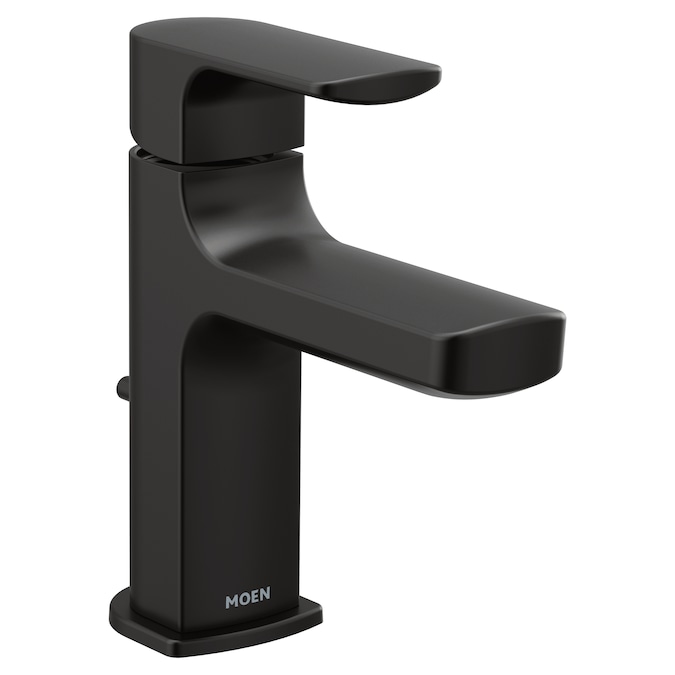 Moen Rizon Matte Black Single Hole 1-Handle WaterSense Bathroom Sink Faucet with Drain