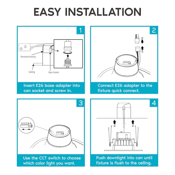 Luxrite White 5-in or 6-in 1100-Lumen Switchable Square Dimmable LED Canned Shower Recessed Downlight (6-Pack) - Image 4