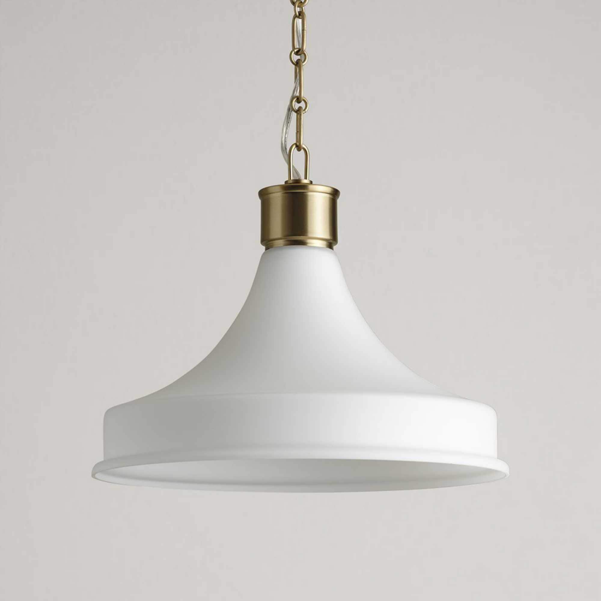 Graelyn Brushed Gold Traditional Etched glass Cone Medium Hanging Pendant light