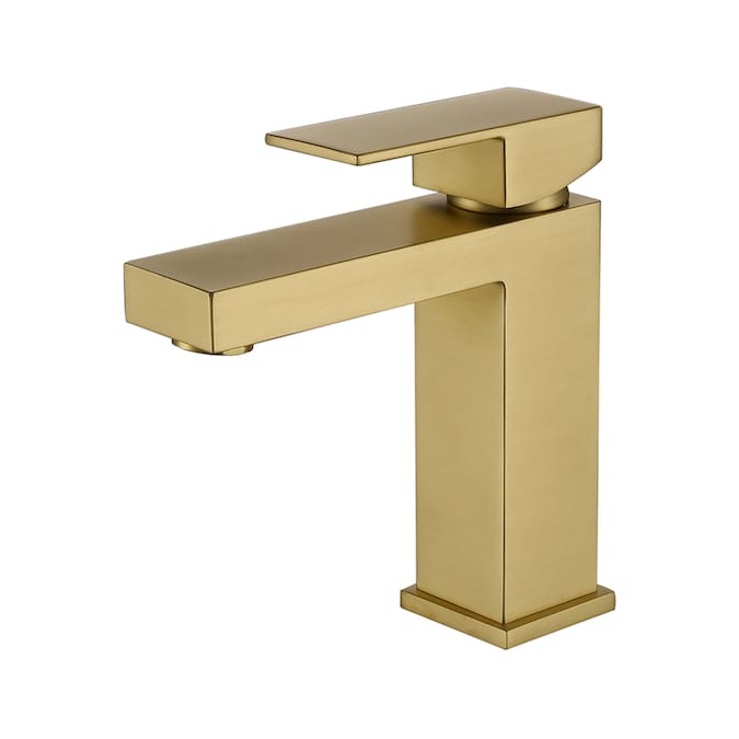 WELLFOR Brushed Gold Single Hole 1-Handle Bathroom Sink Faucet