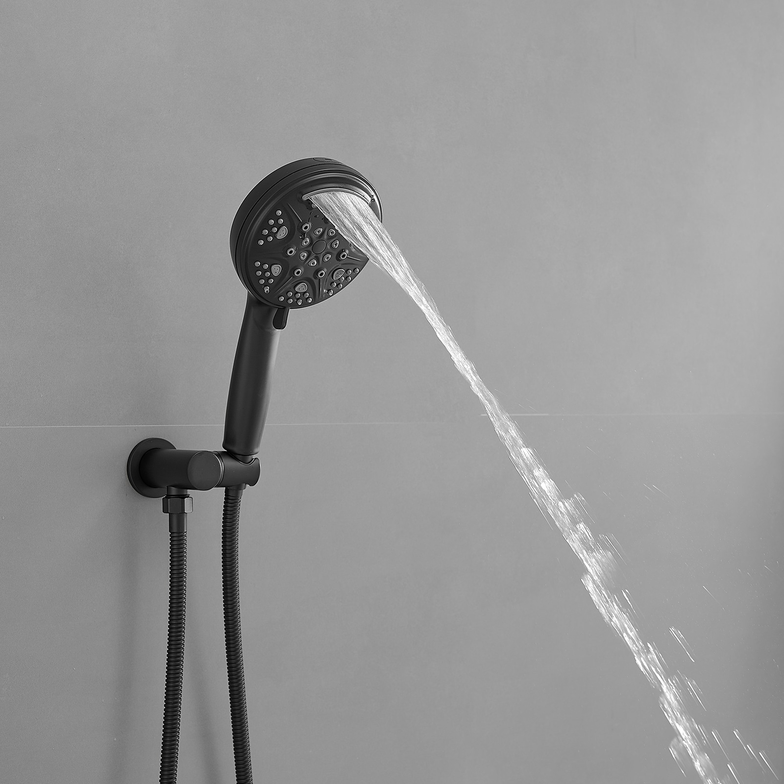 Matte Black 1-handle Multi-function 13.58-in Round Shower Faucet with Valve - Image 9