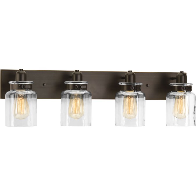 Progress Lighting Calhoun 30.5-in 4-Light Antique Bronze Farmhouse Vanity Light