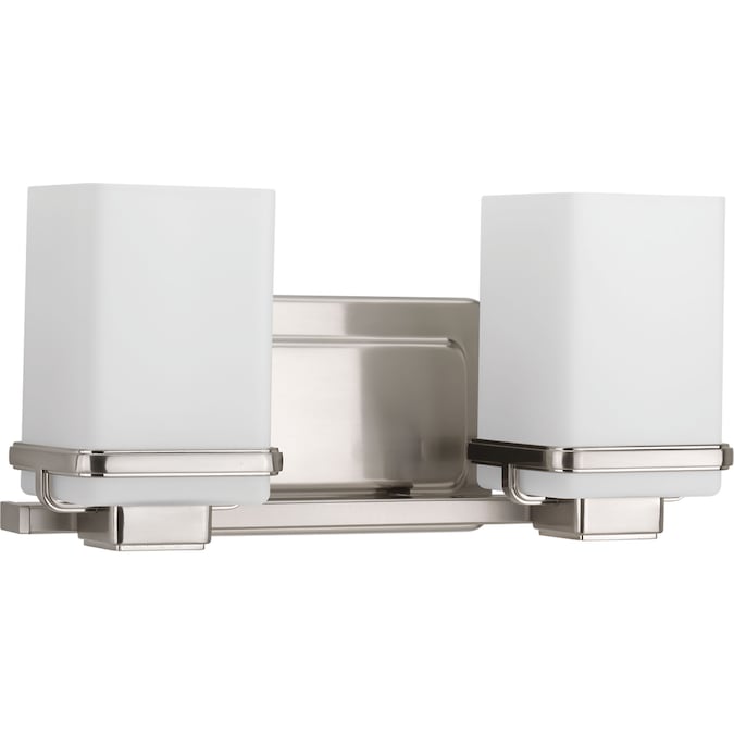 Progress Lighting Metric 13-in 2-Light Brushed Nickel Coastal Vanity Light