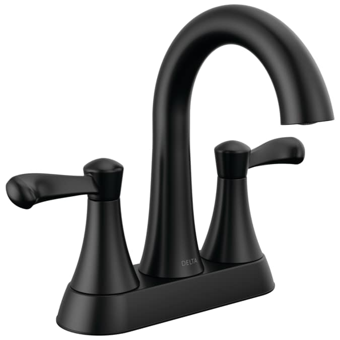 Delta Esato Matte Black 4-in centerset 2-Handle WaterSense Bathroom Sink Faucet with Drain