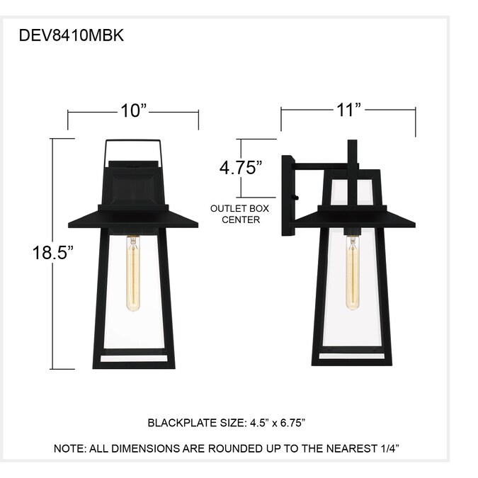 Quoizel Devonport 1-Light 18.5-in H Matte Black Outdoor Wall Light - Image 5