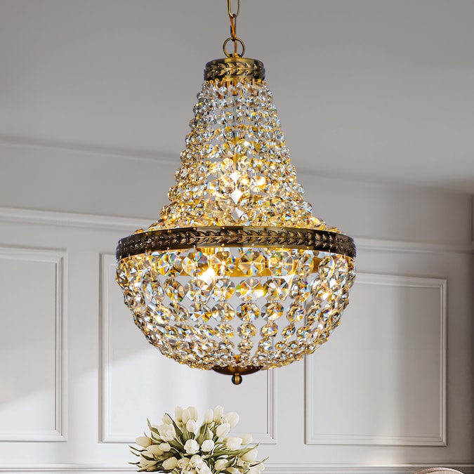 AloaDecor Lighting 4-Light Antique Gold Vintage LED Dry rated Chandelier