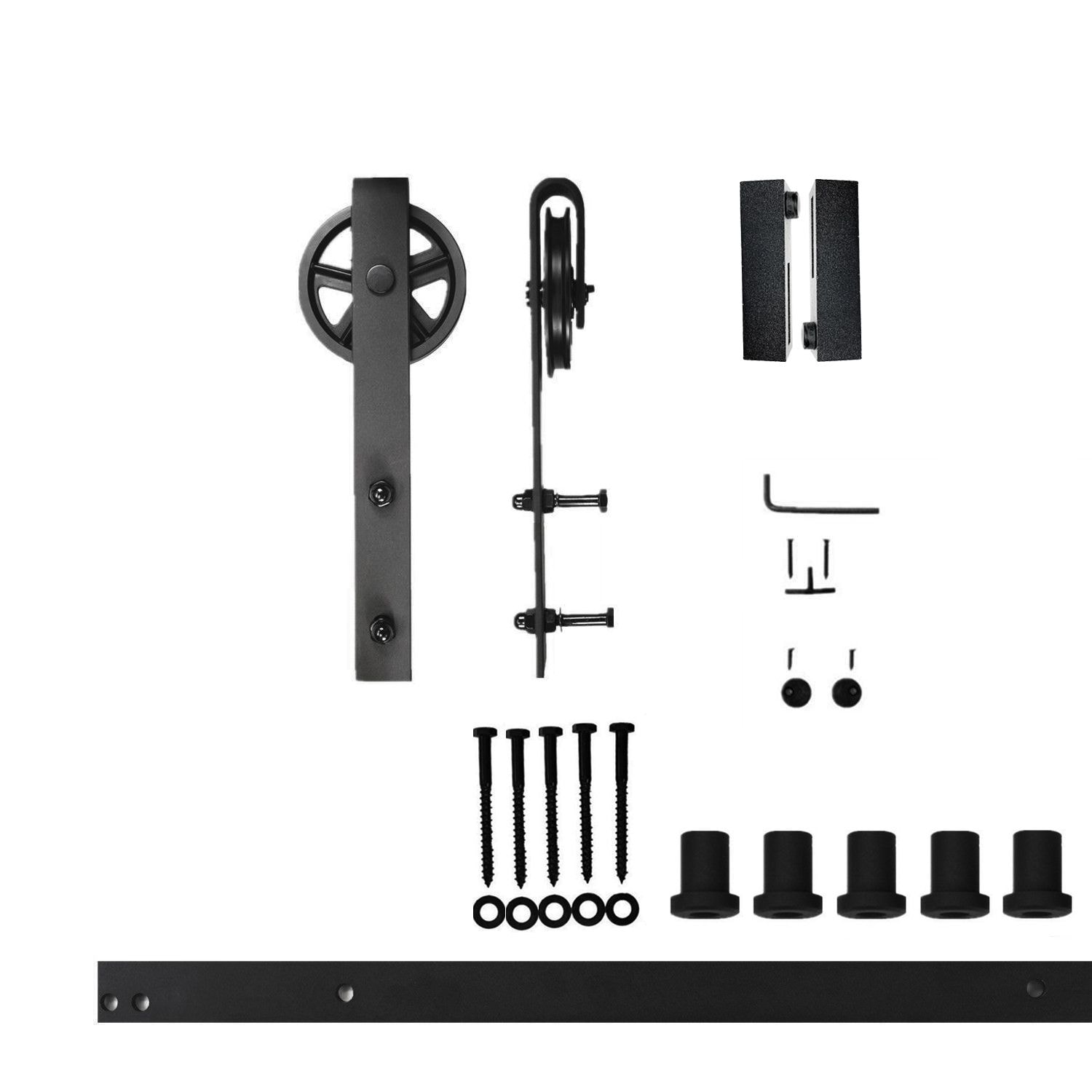 79-in Rustic black Black Indoor Spoke Wheel Single Barn door hardware kit