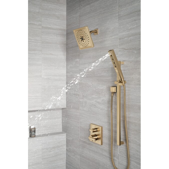 Delta Tetra Lumicoat Champagne Bronze 10.16-in Rectangle Handheld Shower Head 1.75-GPM (6.6-LPM) - Image 15