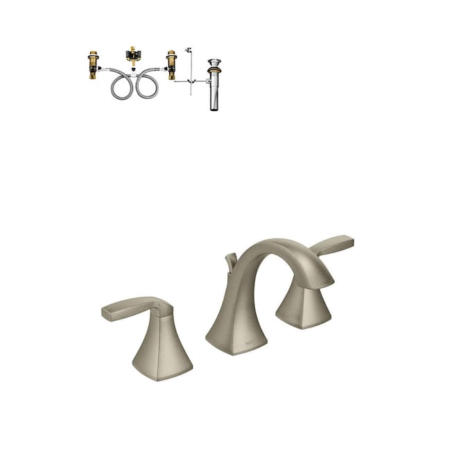 Moen Voss Brushed Nickel Widespread 2-Handle WaterSense Bathroom Sink Faucet with Drain