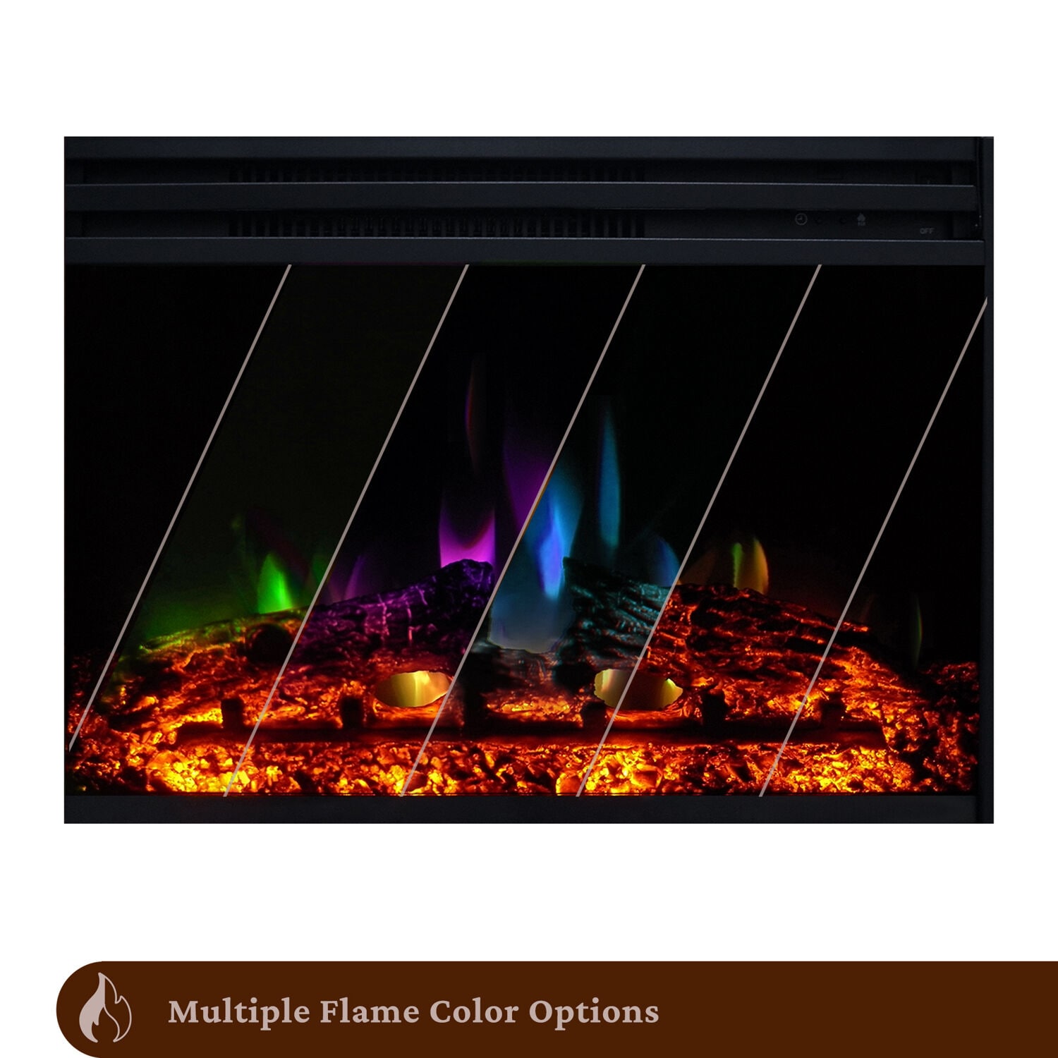 33.9-in W Walnut Free standing Fan-forced Flat wall Electric Fireplace with Remote Control Included - Image 5