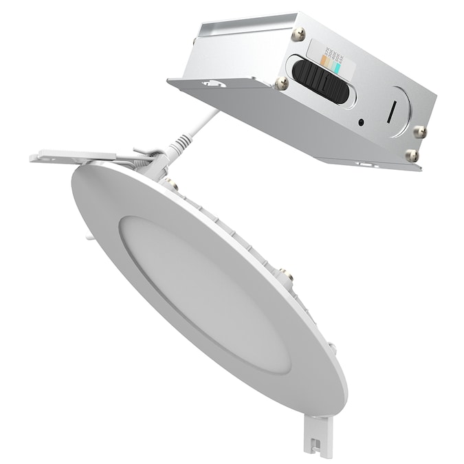 Utilitech Color Choice White 4-in 540-Lumen Switchable White Round Dimmable LED Canless Recessed Downlight (6-Pack)