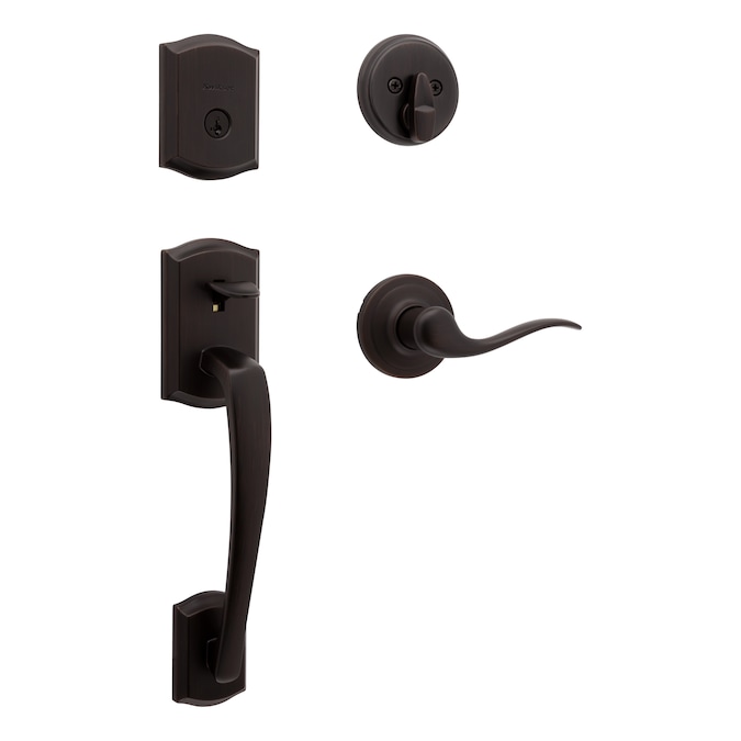 Kwikset Signature Series Prescott Venetian Bronze Single-Cylinder Deadbolt Keyed Entry Door Handleset with Tustin Lever and Smartkey